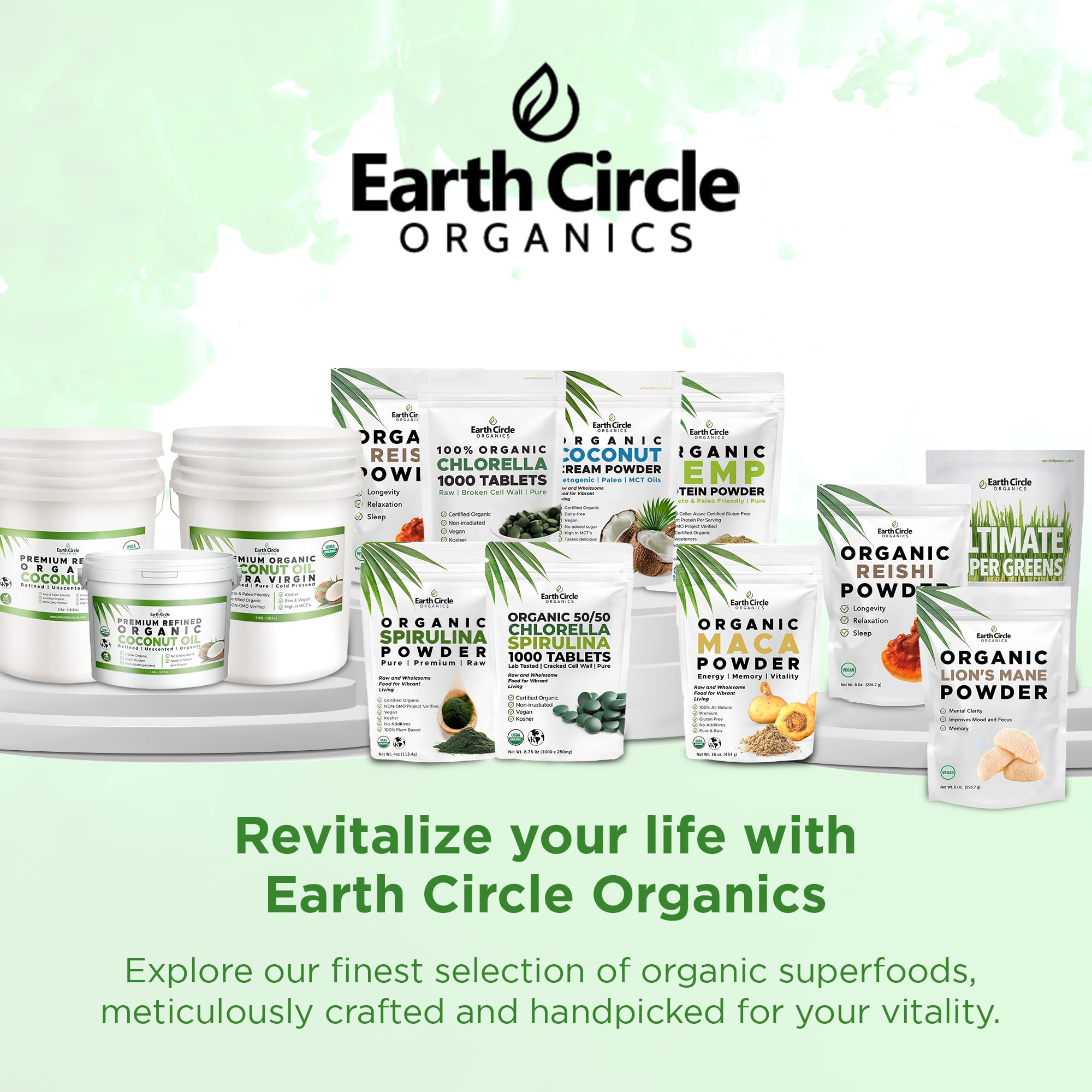 Earth Circle Organics Chlorella Powder – Kosher, Vegan, Broken Cell Wall, 4oz