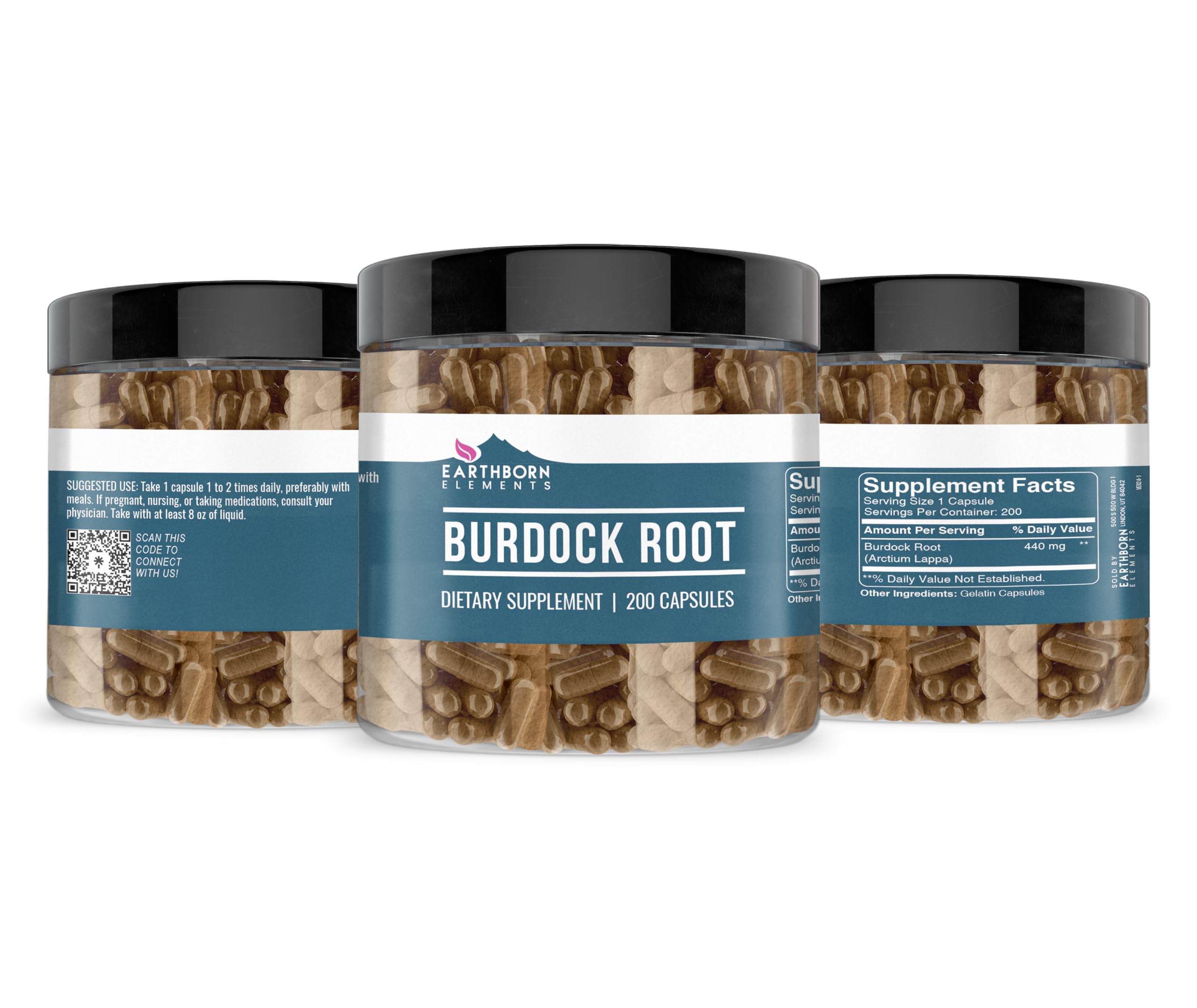 Earthborn Elements Burdock Root 200 Capsules – Pure & Undiluted