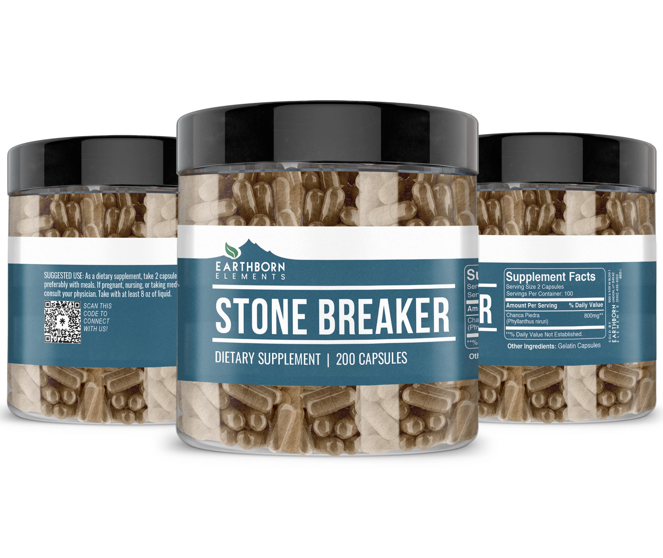 Earthborn Elements Chanca Piedra 200 Capsules – Pure Stone Breaker, No Additives