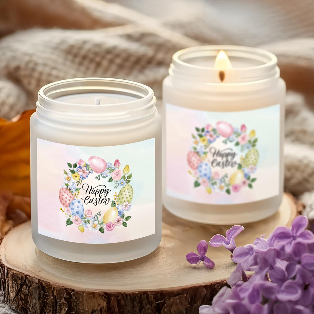 Easter Candle - Cream Vanilla Scented Natural Soy Wax (7oz) Jar for Home & Easter Decor