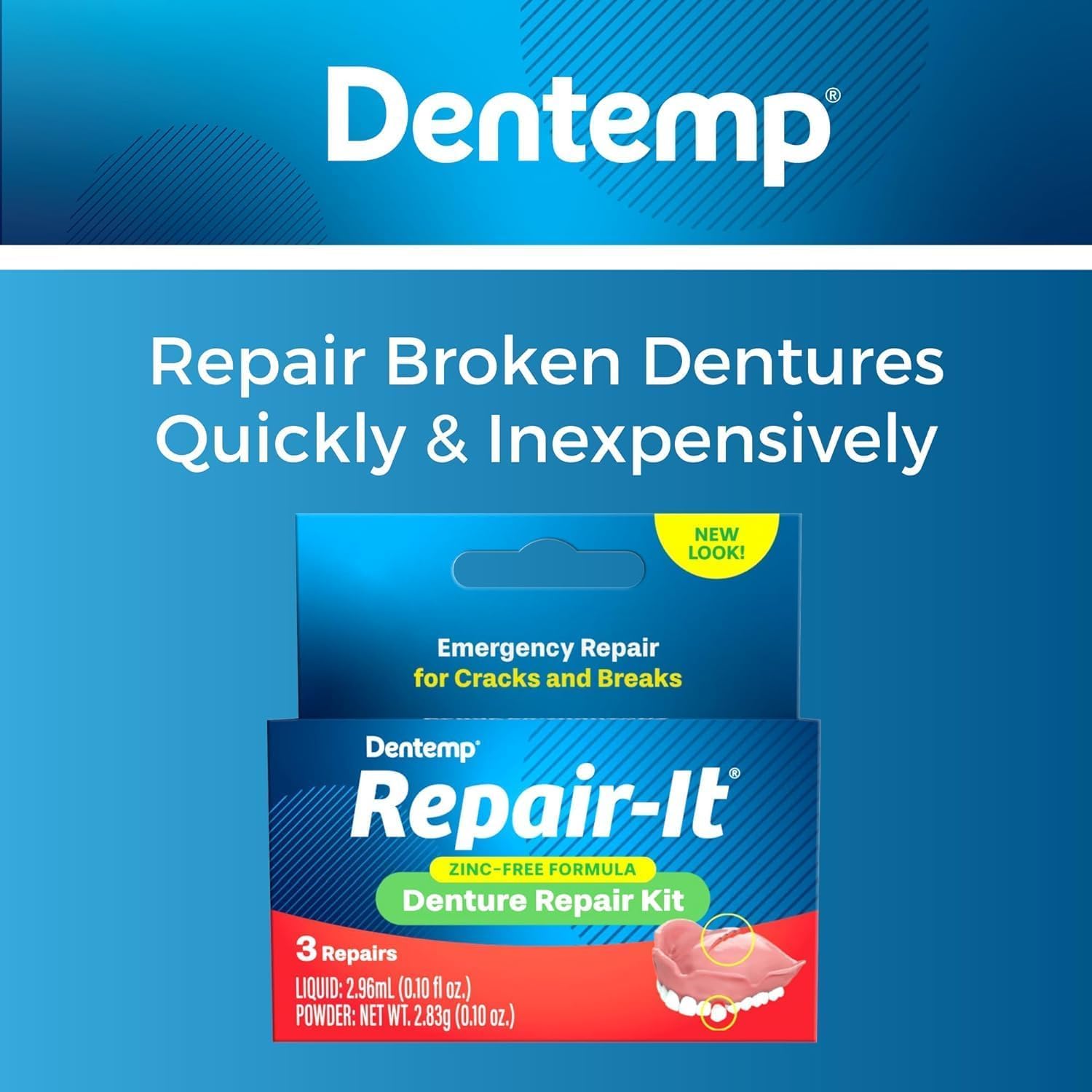 Dentist On Call Repair-It Denture Repair Kit, Zinc Free | 1 Kit