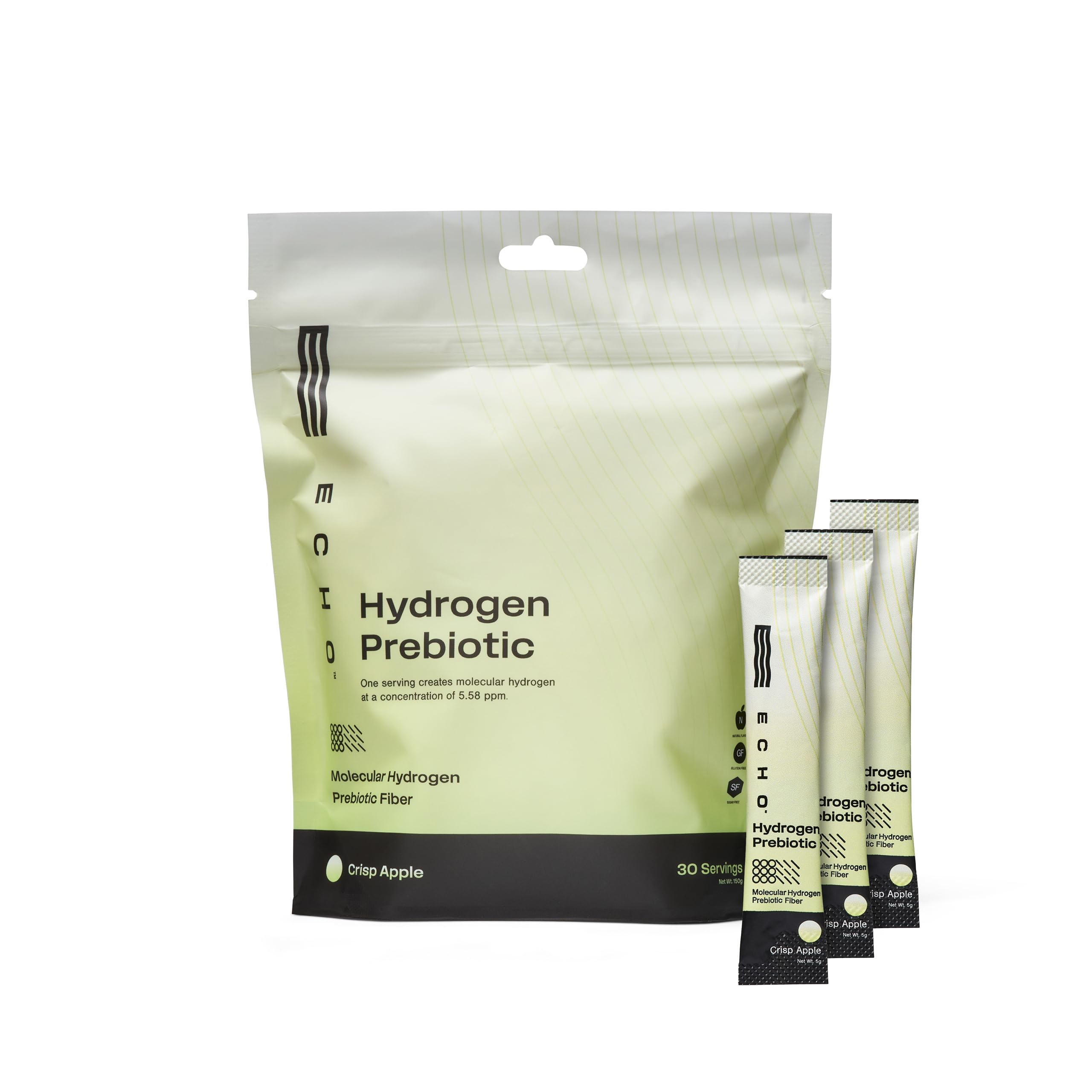 Echo Hydrogen Prebiotic Drink Mix – Digestive Health & On-The-Go Hydration – Crisp Apple (30 Count)