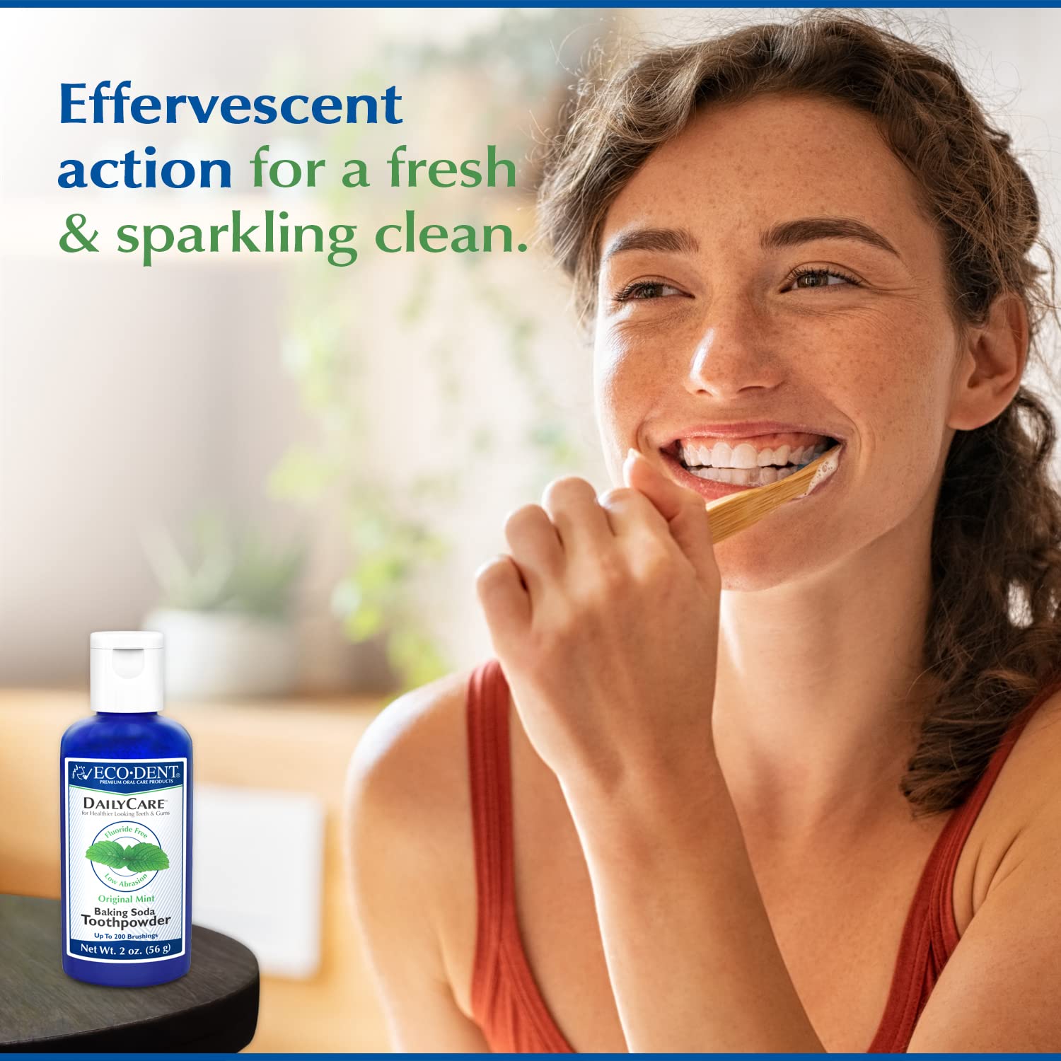 Eco-Dent DailyCare Baking Soda Toothpowder, Mint – Fluoride-Free & SLS-Free, 3 x 2 oz
