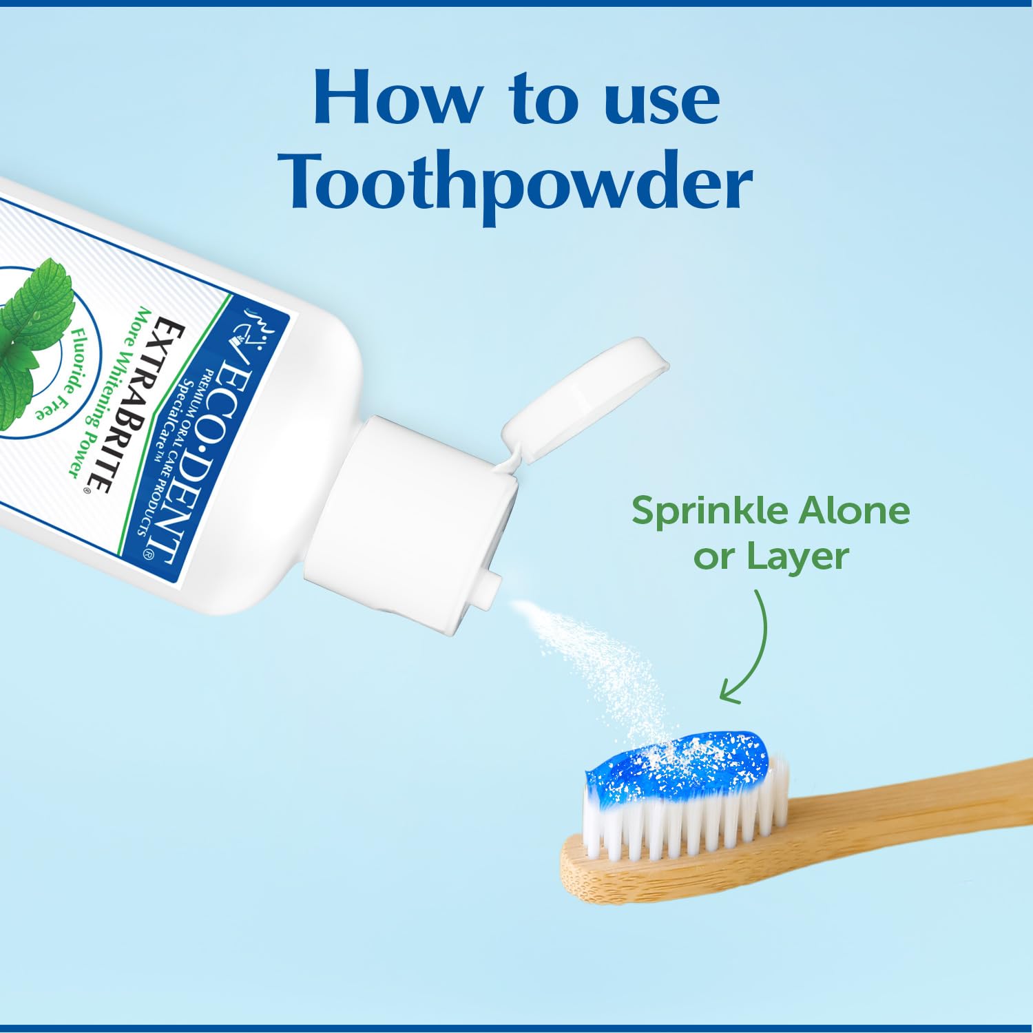 Eco-Dent ExtraBrite Baking Soda Toothpowder – Fluoride-Free Mint Whitening (Pack of 3)