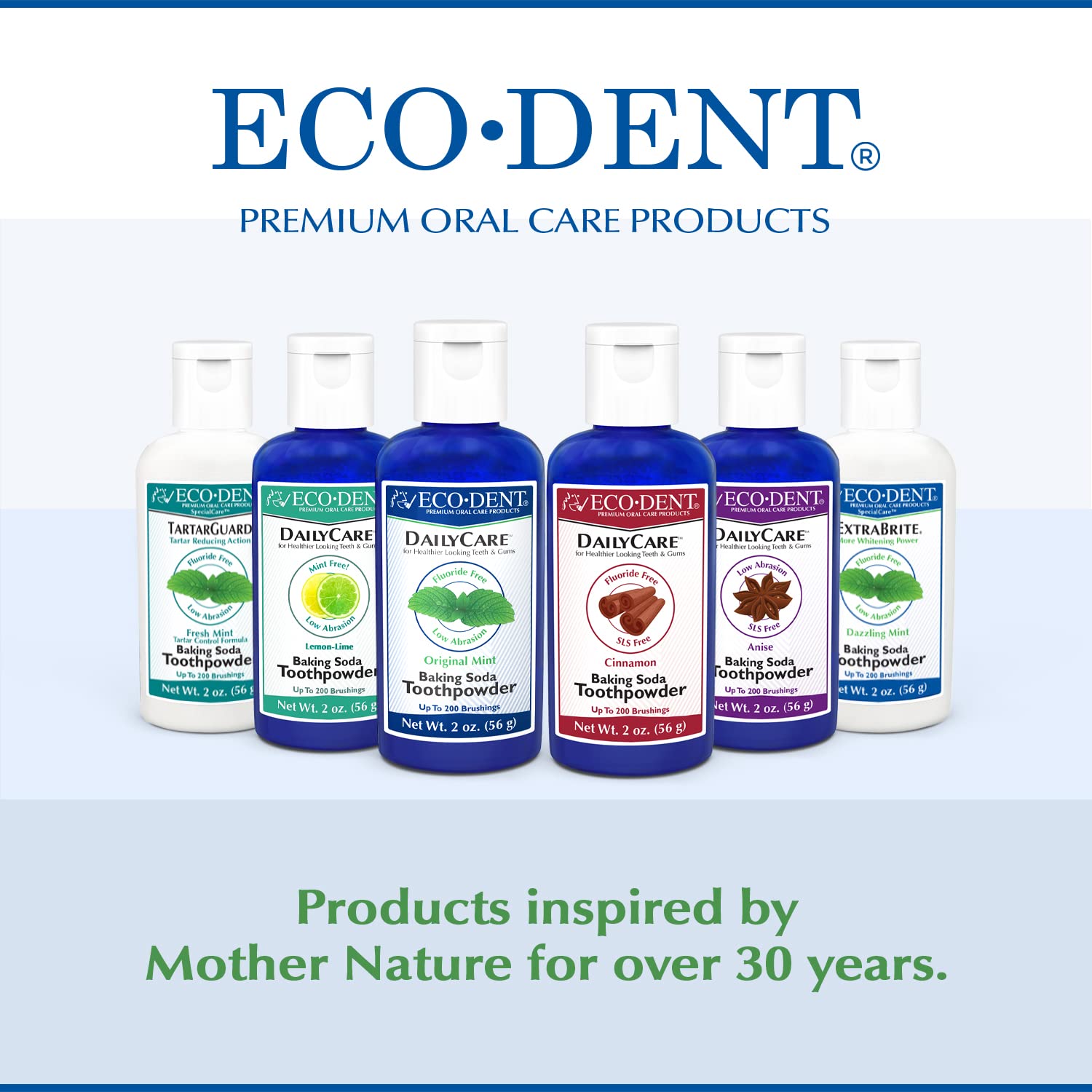 Eco-Dent ExtraBrite Mint Toothpowder – Fluoride-Free Whitening Powder (2 oz, Pack of 2)