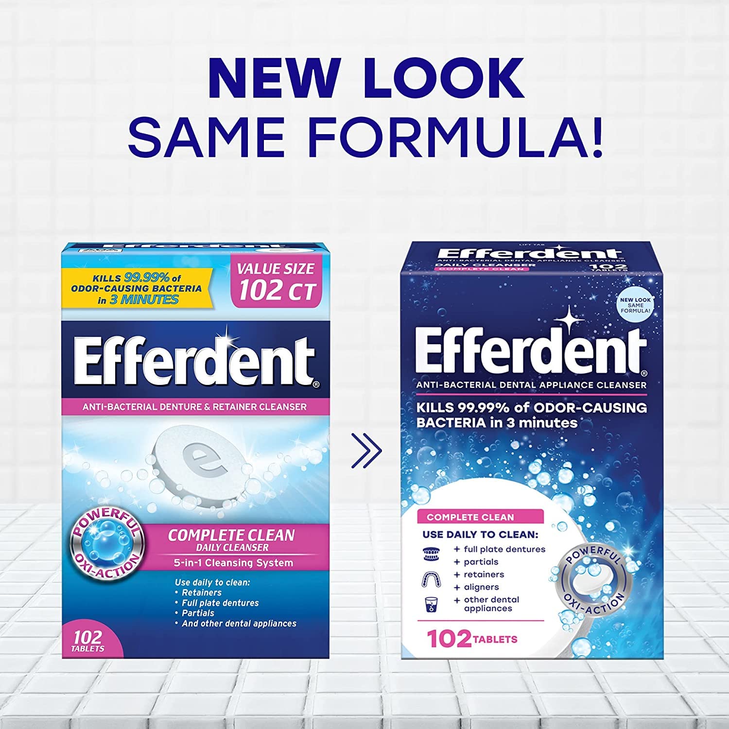 Efferdent Denture Cleanser Tablets – Complete Clean, 102 Tablets