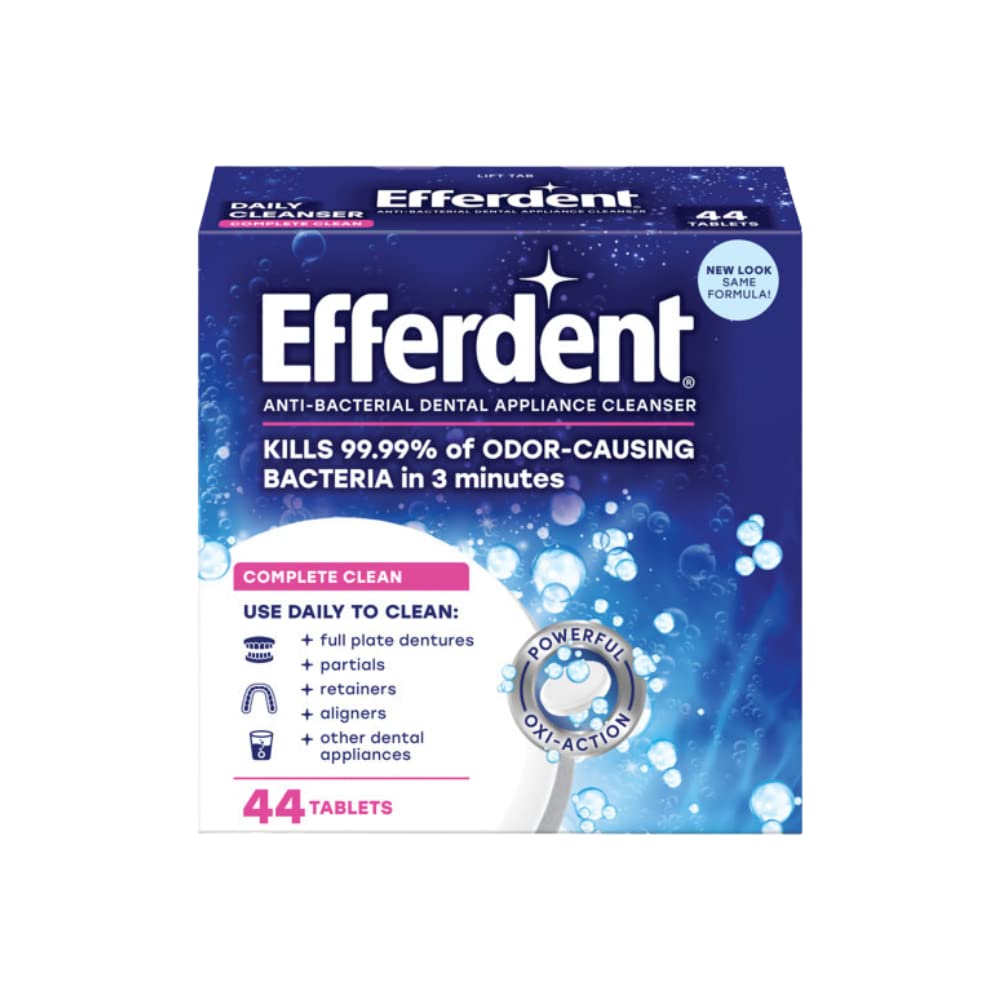 Efferdent Denture Cleanser Tablets - 44 Count Pack of 2 | Retainer & Dental Appliance Cleaner