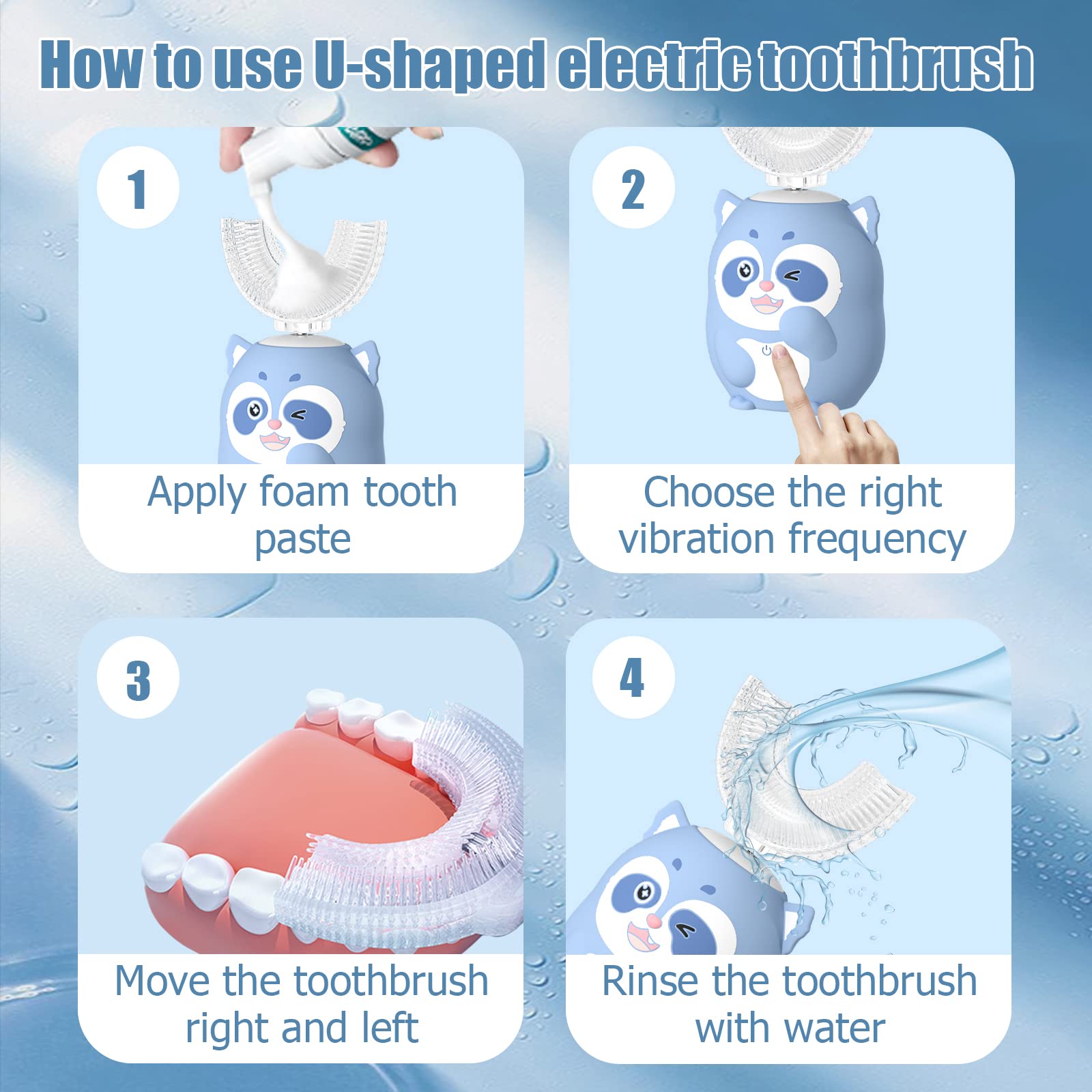 ELOTAME Kids Electric U-Shaped Toothbrush | 6 Modes, 2–7 Years, Pink