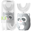 ELOTAME Kids Electric U-Shaped Toothbrush Gray | 6 Cleaning Modes, 60s Timer, 4 Brush Heads, Age 8-15