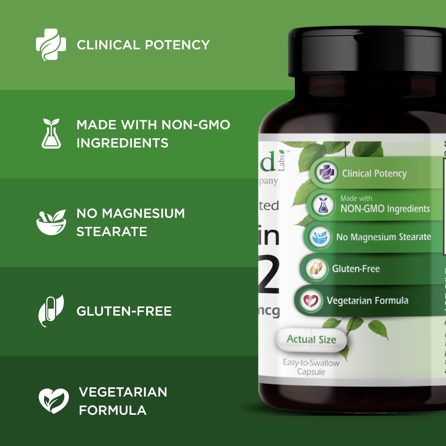 EMERALD LABS Vitamin D3+K2 5000 IU MK-7 - 60 Veg Capsules (Pack of 2) for Bone & Heart Health