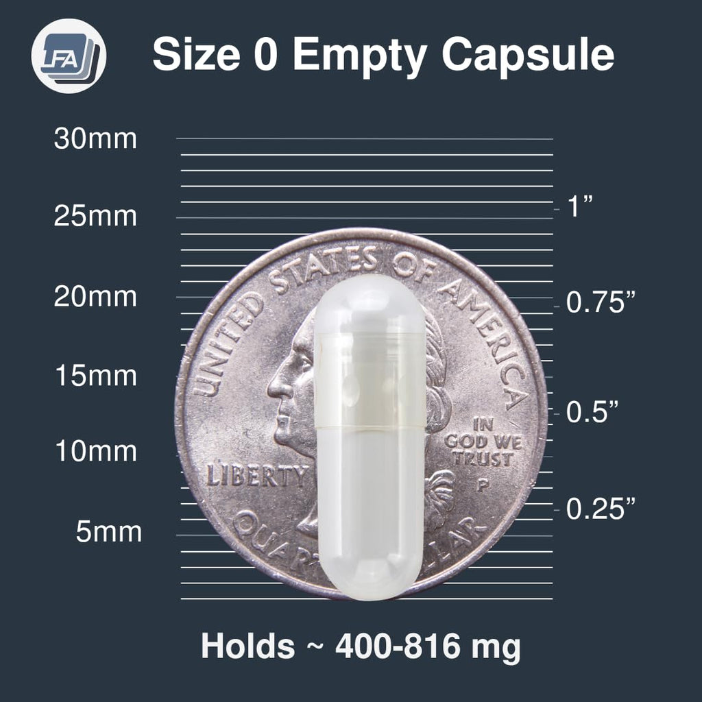 Empty Gelatin Capsules Size 0-1000 Count | Halal Beef Gel Caps for Capsule Filling