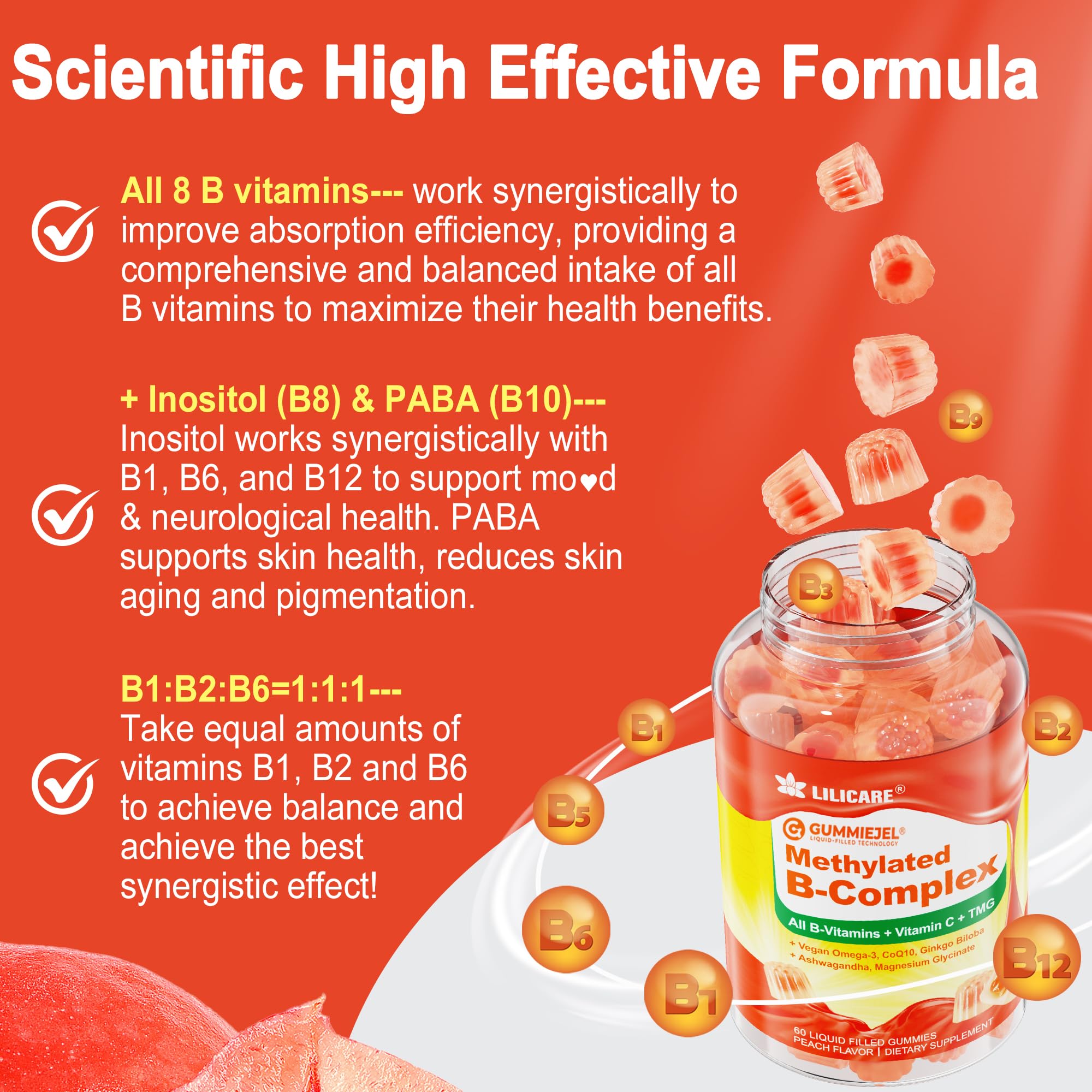 Super Methylated Vitamin B Complex Gummies – 8 B Vitamins + CoQ10, Magnesium