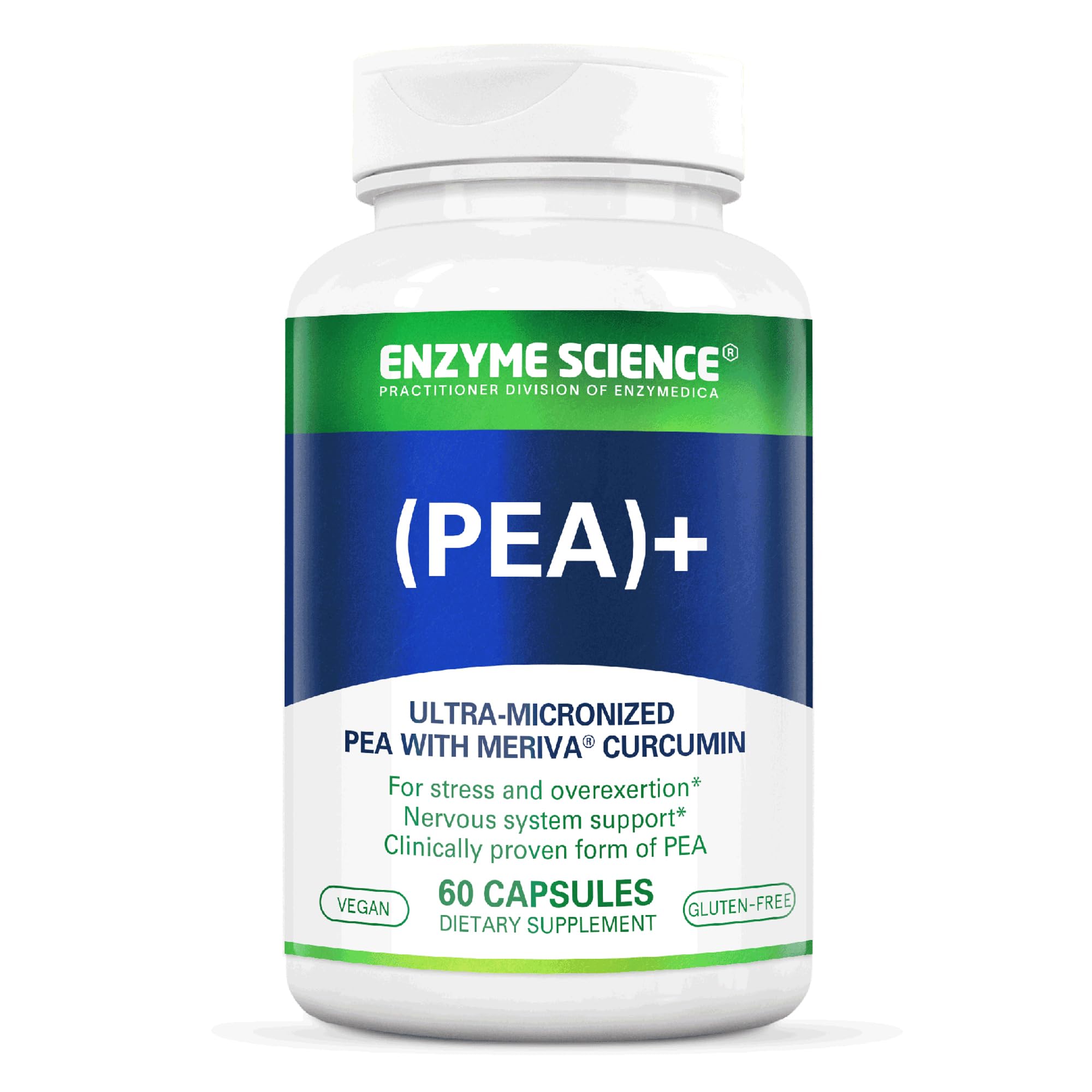 Enzyme Science PEA+ Pea + Turmeric Curcumin Supplement – Supports Nervous, Immune & Muscular Systems (60 Capsules)