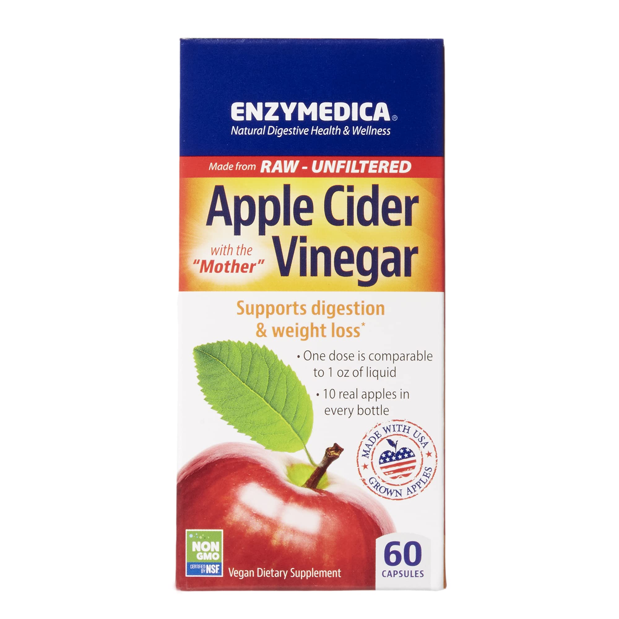 Enzymedica Apple Cider Vinegar - Weight & Digestive Support, 60 Count