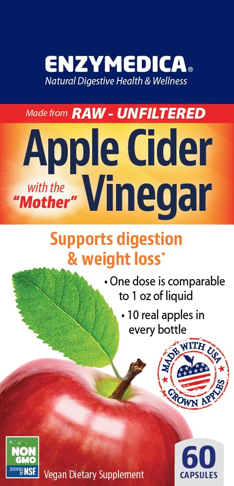 Enzymedica Apple Cider Vinegar - Weight & Digestive Support, 60 Count