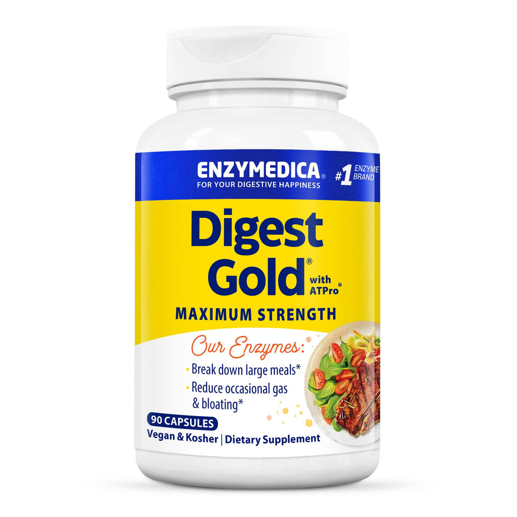 Enzymedica Digest Gold + ATPro – Maximum Strength Digestive Enzymes, 90 Caps
