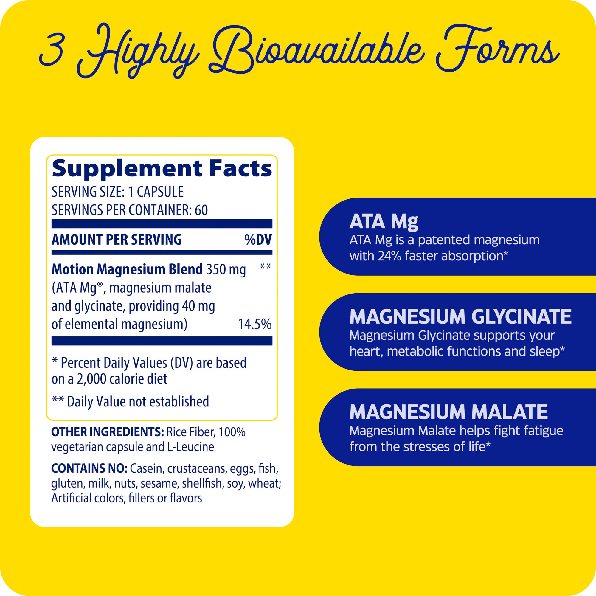 Enzymedica Magnesium Motion – 60 Count (Pack of 2) with 3 Forms: ATA Mg, Glycinate, Malate