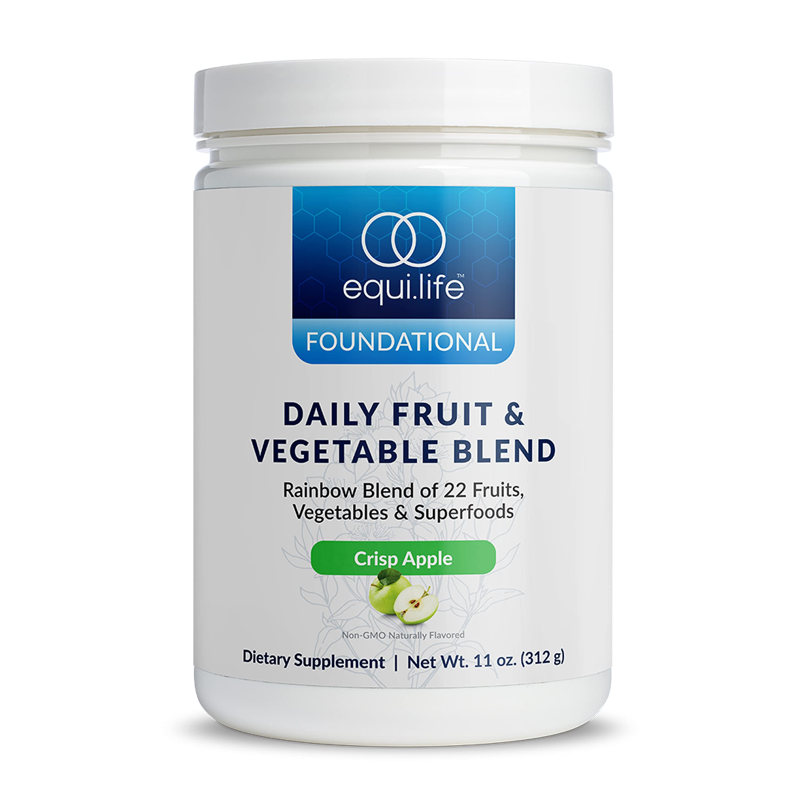 Equilife Daily Fruit & Vegetable Blend – 30 Servings, Crisp Apple, 9 Essential Amino Acids, Vegan