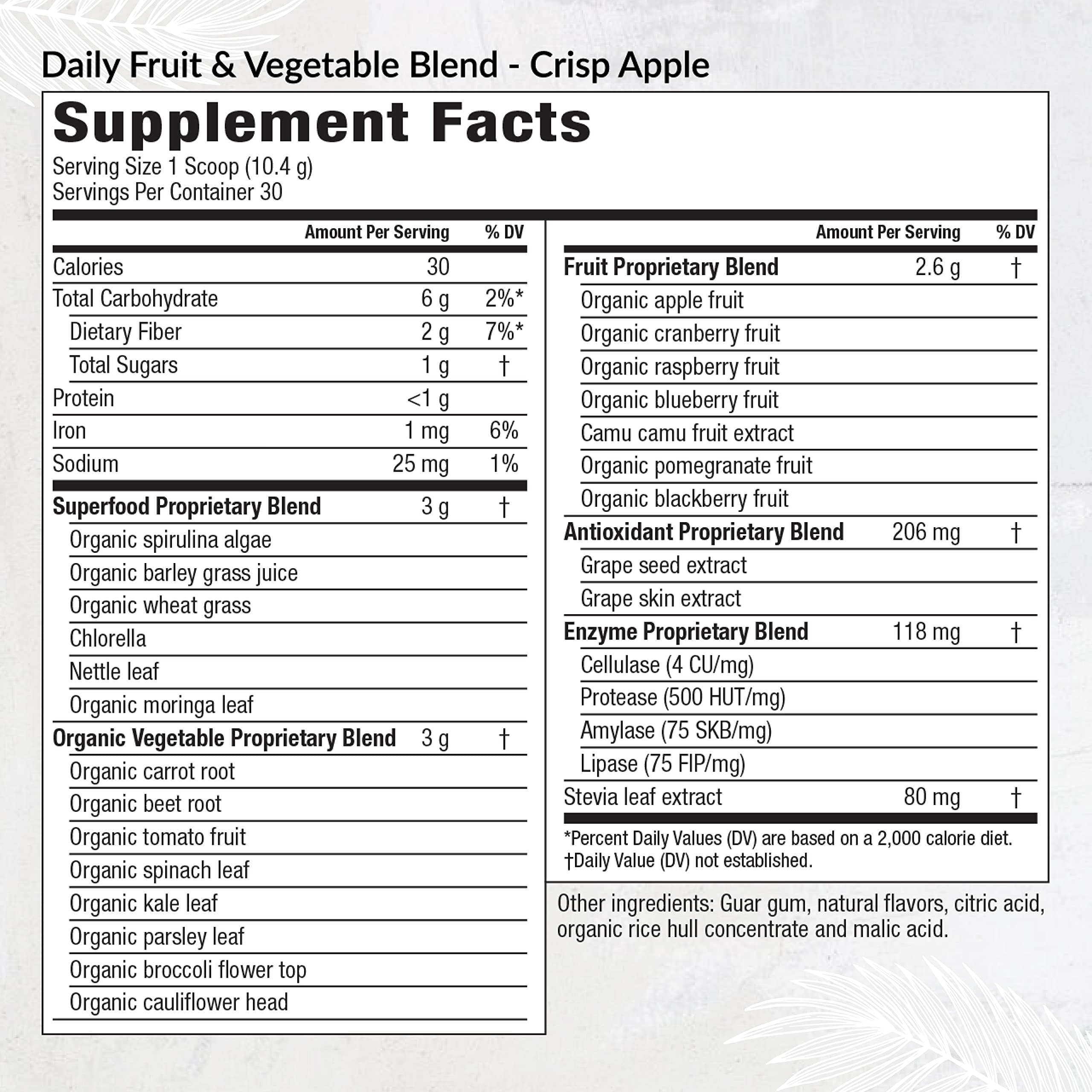Equilife Daily Fruit & Vegetable Blend – 30 Servings, Crisp Apple, 9 Essential Amino Acids, Vegan