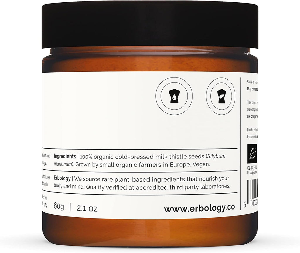 Erbology Organic Milk Thistle Powder 2.1 oz – 180 mg Silymarin per Serving