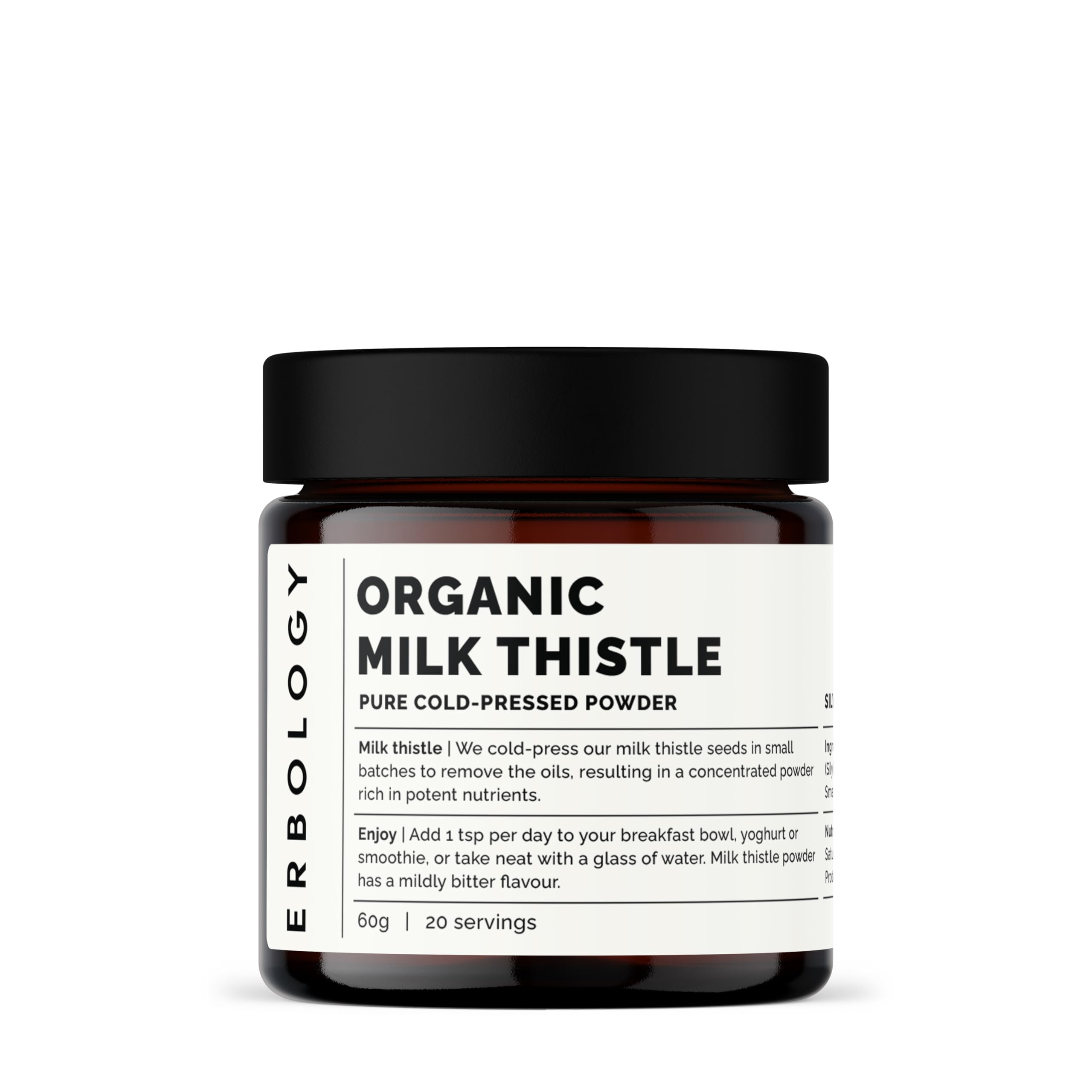 Erbology Organic Milk Thistle Powder 2.1 oz – 180 mg Silymarin per Serving