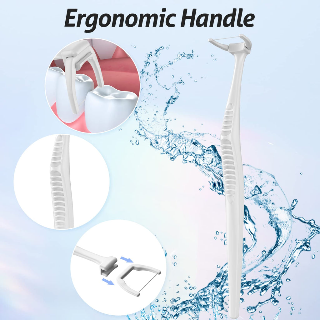 Dental Floss Picks Kit – 3 Handles & 360 Refills | Extra Strength