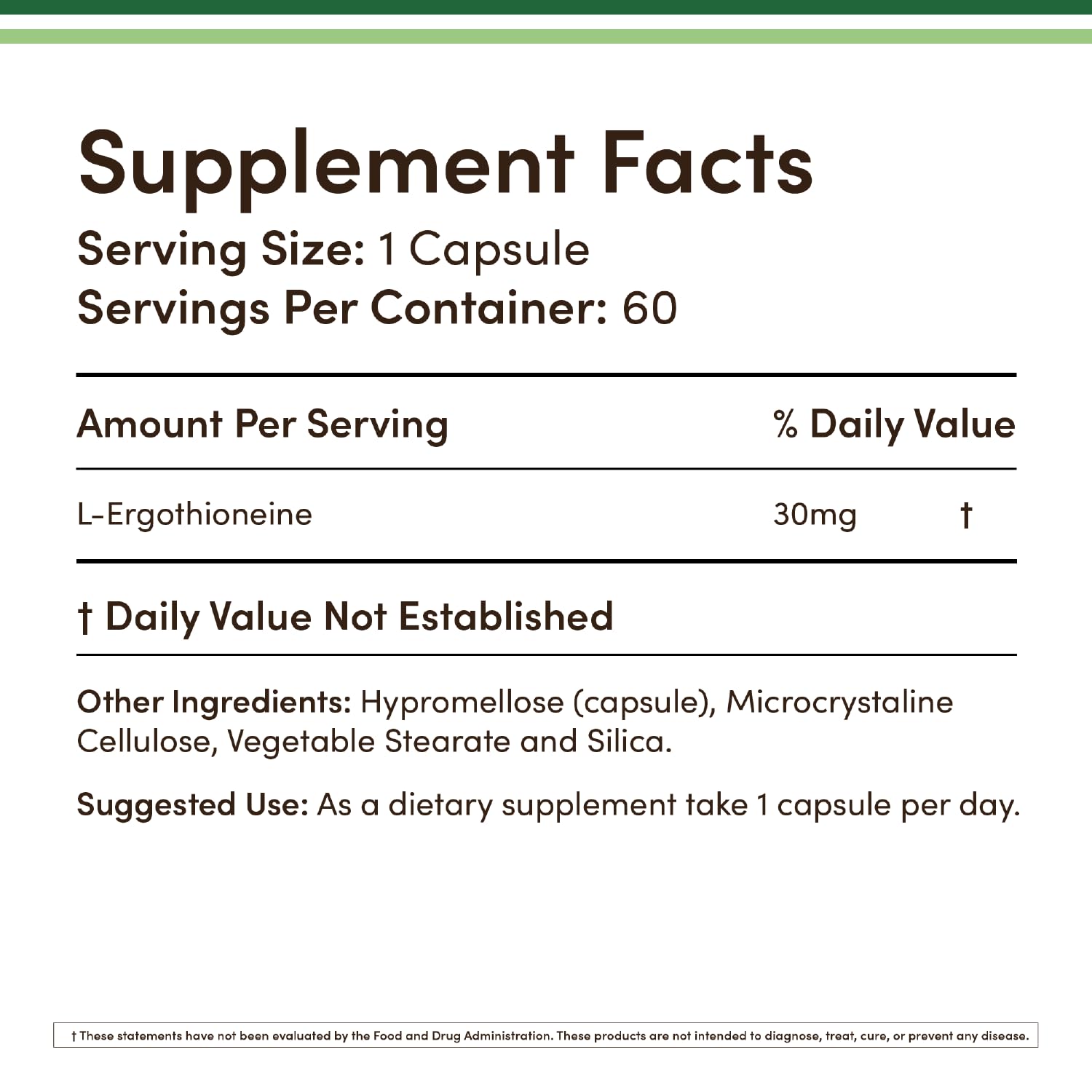 Ergothioneine 30mg Supplement - 60 Count, Plant-Based L-Ergothioneine (Non-GMO, Gluten Free, Vegan Safe) - Double Wood (Pack of 2)