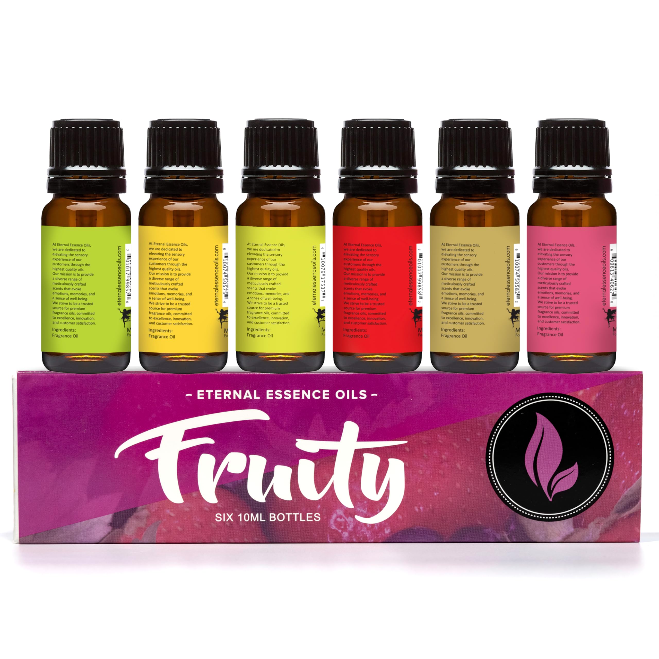 Eternal Essence Oils Fruity Set of 6 – Apple, Mango Madness, Honeydew Melon, Strawberry, Pear & Grapefruit (10ml)