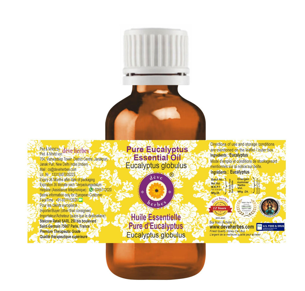 Deve Herbes Pure Eucalyptus Essential Oil (Eucalyptus globulus) – Steam Distilled 50ml