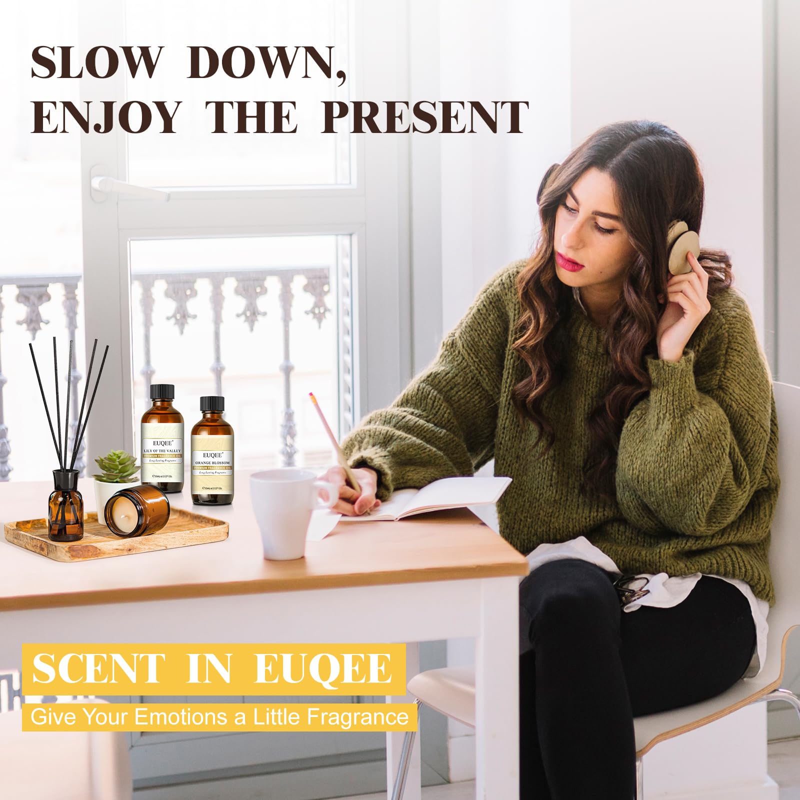 EUQEE Orange Blossom Fragrance Oils, 60ml – Glass Dropper for Diffusers, Candles & Soap