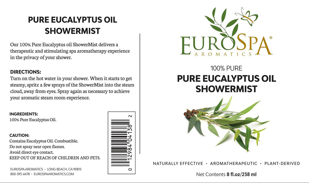 EuroSpa Aromatics Pure Eucalyptus ShowerMist & Steam Room Spray – 8oz, 2 Pack