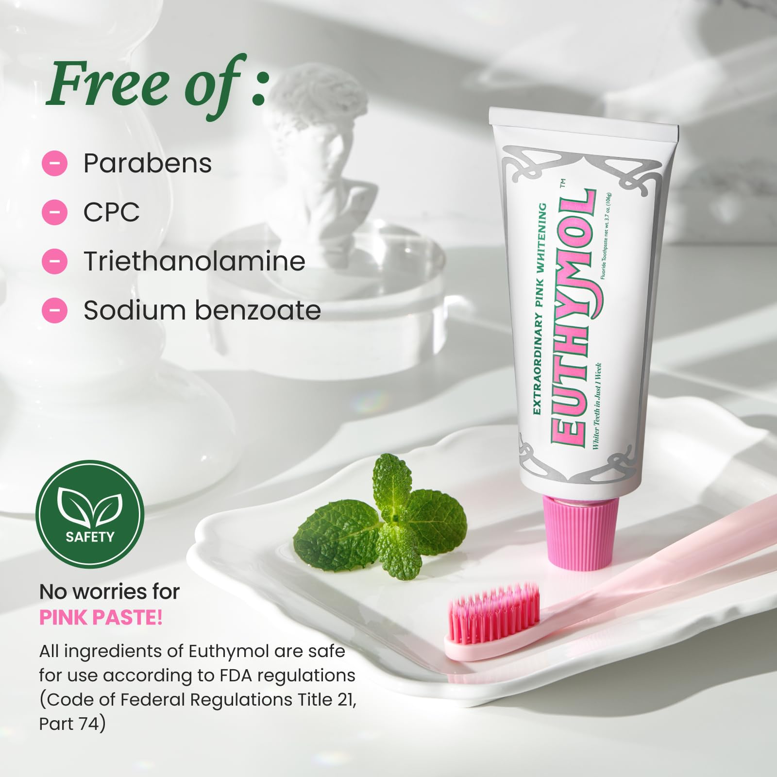 EUTHYMOL Whitening Toothpaste Pack of 5 – Stain Removal in 2 Weeks, Fresh Breath & Cavity Protection