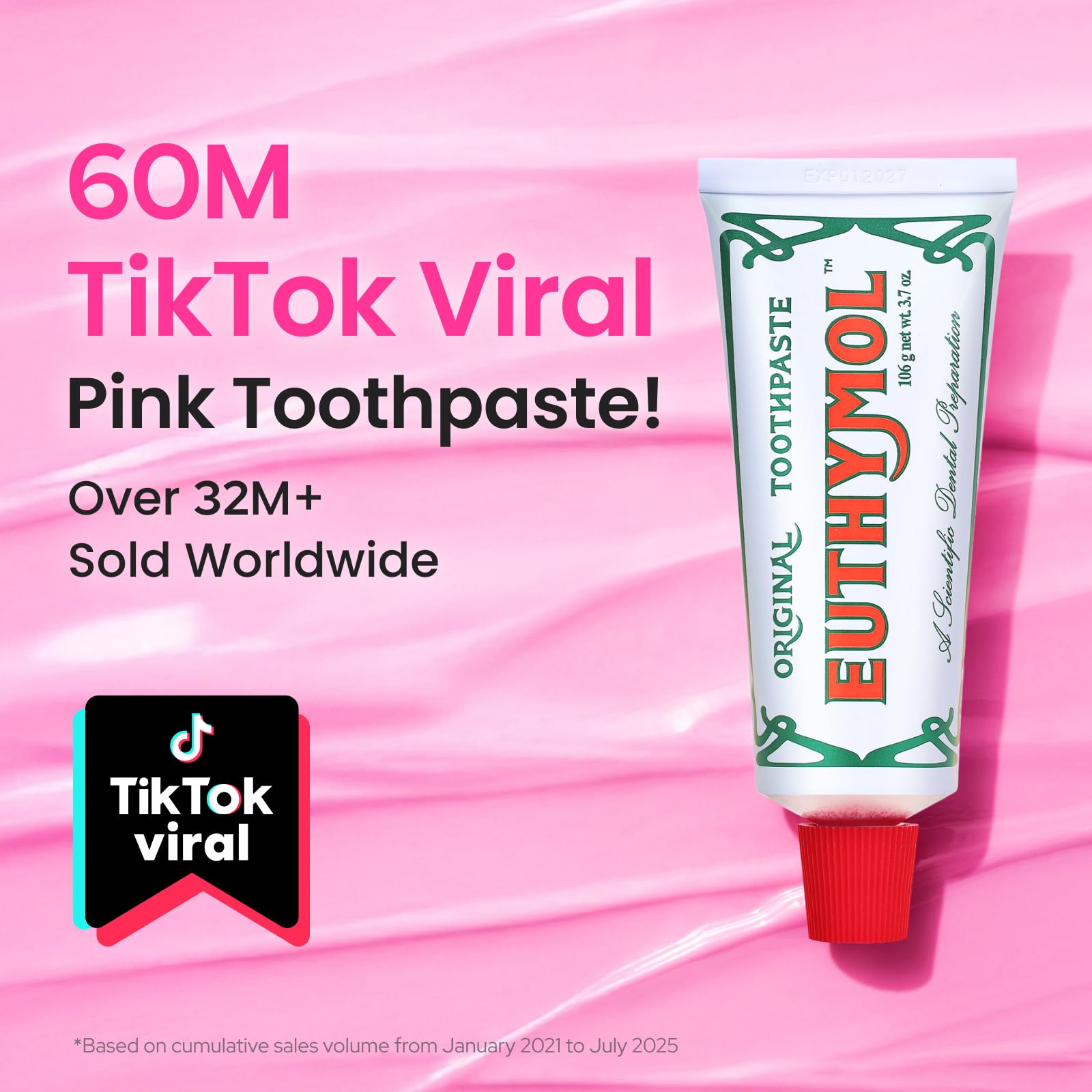 EUTHYMOL Original Pink Toothpaste - Fluoride-Free for Sensitive Teeth & Gums, 12-Hour Freshness