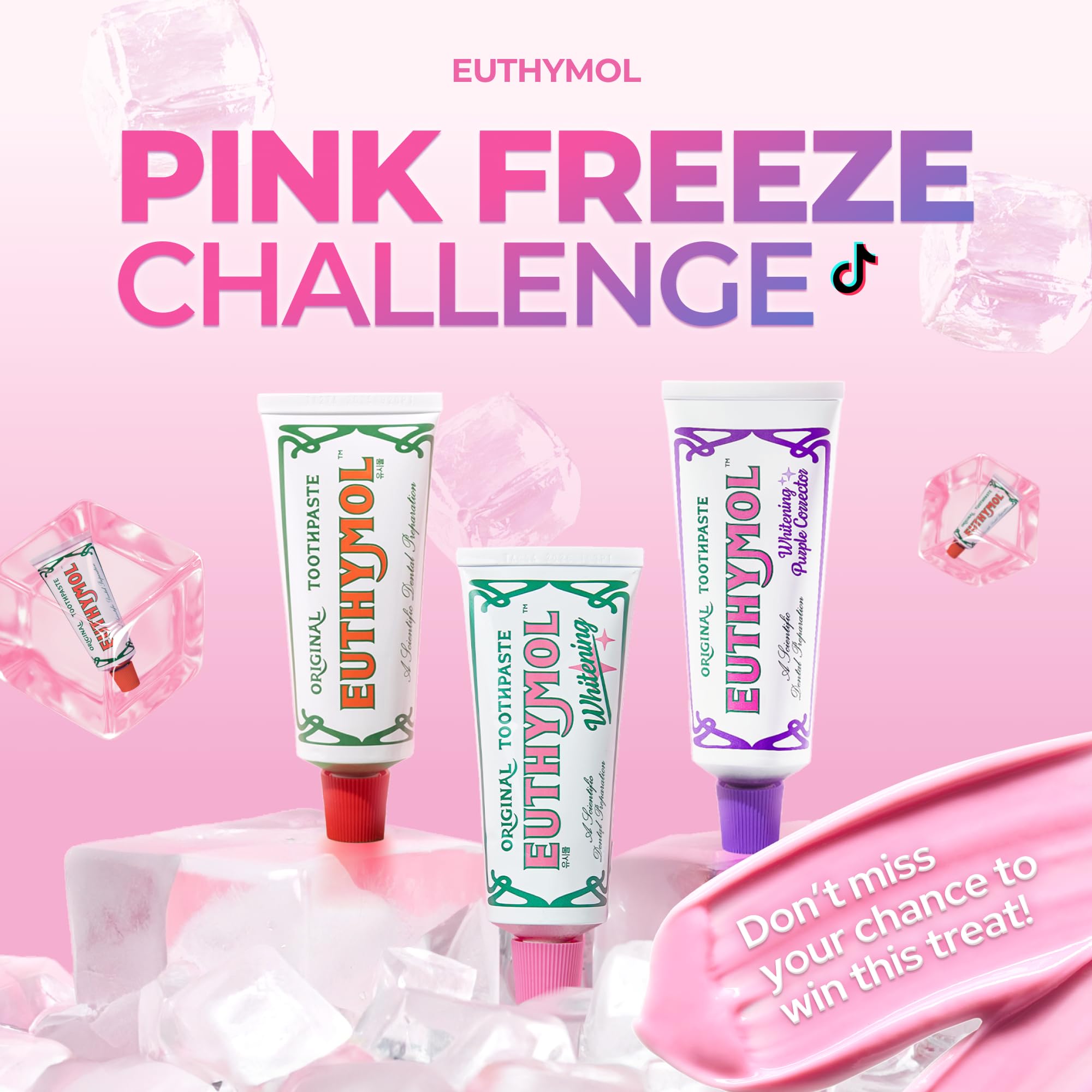 EUTHYMOL Original Pink Toothpaste – Fluoride-Free, Sensitive Teeth & Gums, Wintergreen