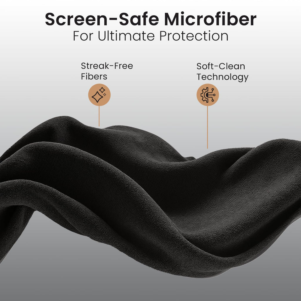 EVEO Glasses Cleaning Cloth 6-Pack | Black & Orange Microfiber Cloth for Lenses & Screens