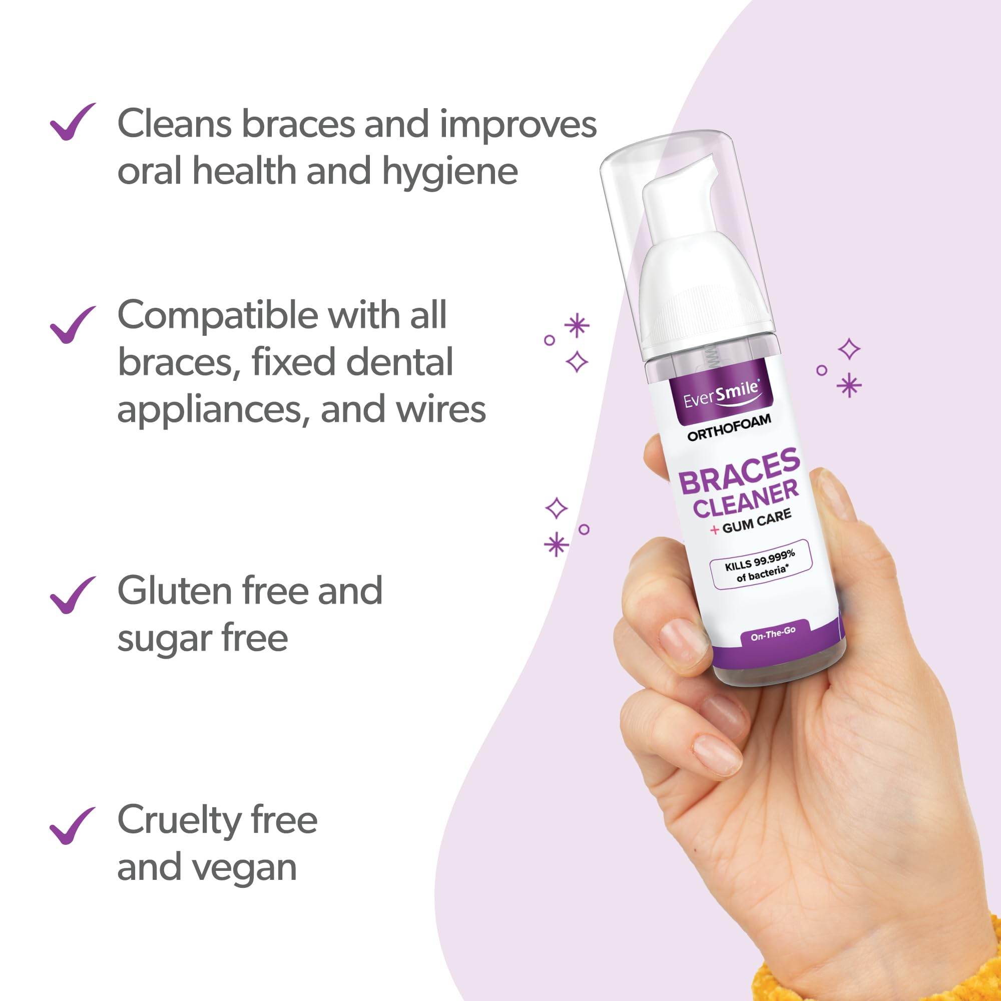 EverSmile OrthoFoam Braces Cleaner – Brushable Foam (50ml, 4 Pack)