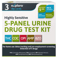 Exploro 5-Panel Drug Test Kit – At-Home Urine Test for THC, Cocaine, Opiates, Amphetamines & Benzodiazepines