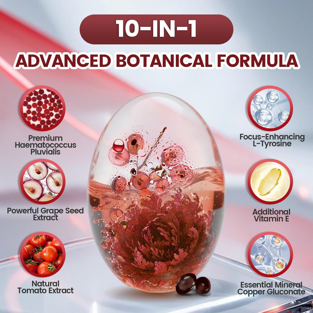 Astaxanthin 12mg – 4 Month Supply | 10-in-1 Antioxidant for Eye, Joints & Skin Health