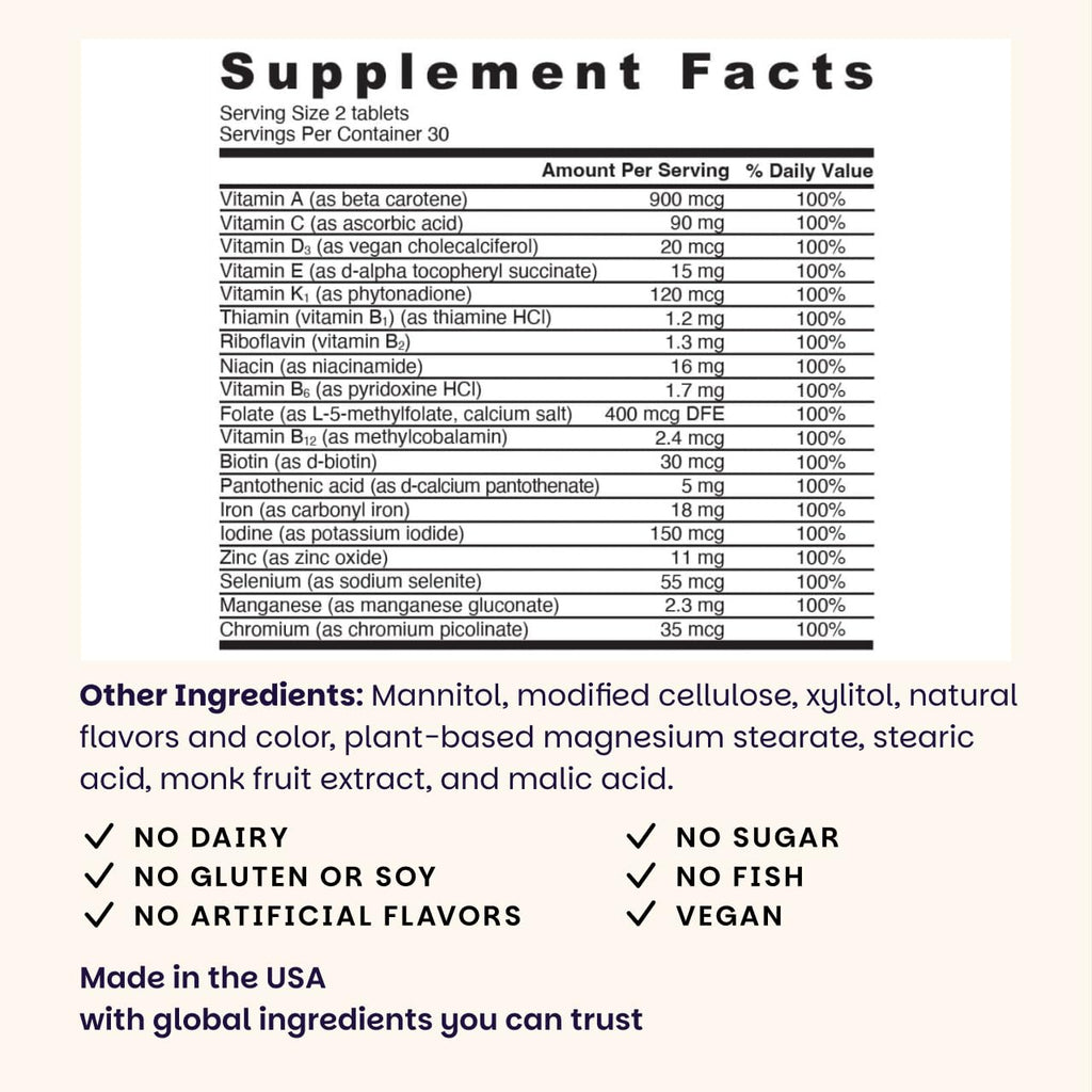 EZ Melts Sugar-Free Multivitamin with Iron for Women & Men | 1 Month Supply