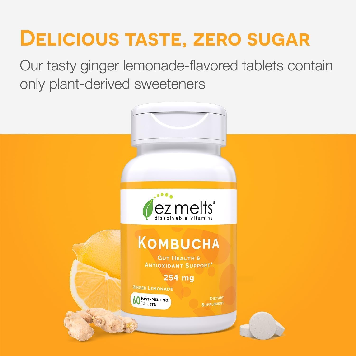 EZ Melts: Dissolvable Sugar-Free Kombucha Tablets with SCOBY & Apple Cider Vinegar