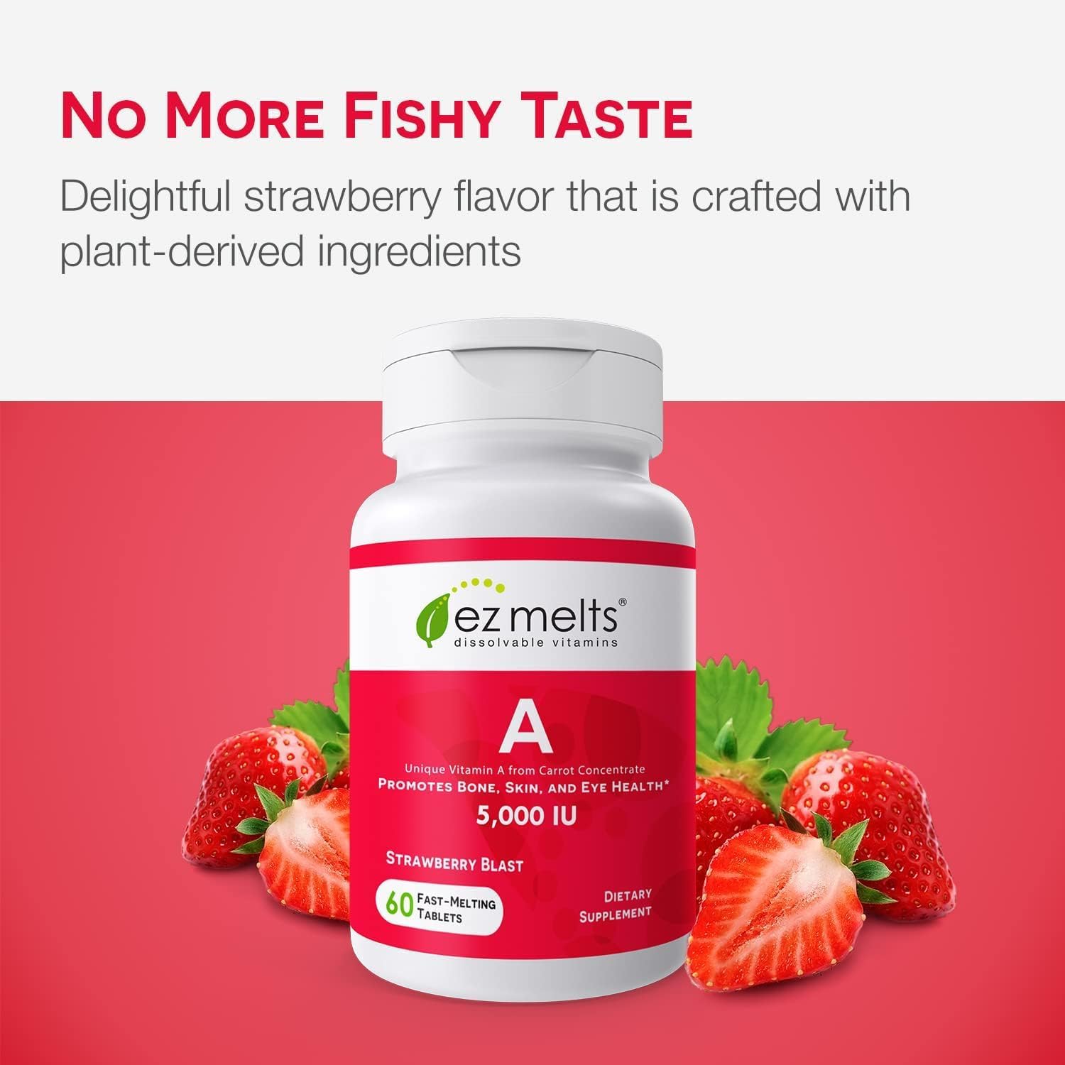 EZ Melts Vitamin A 5000 IU – Dissolvable, Sugar-Free, 2-Month Supply (1 Pack)