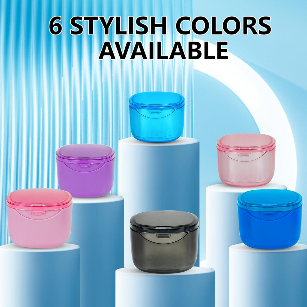 EZEELAI Partial Denture Case Leak Proof with Strainer Basket and Brush | Waterproof Denture Cup Retainer - Pink