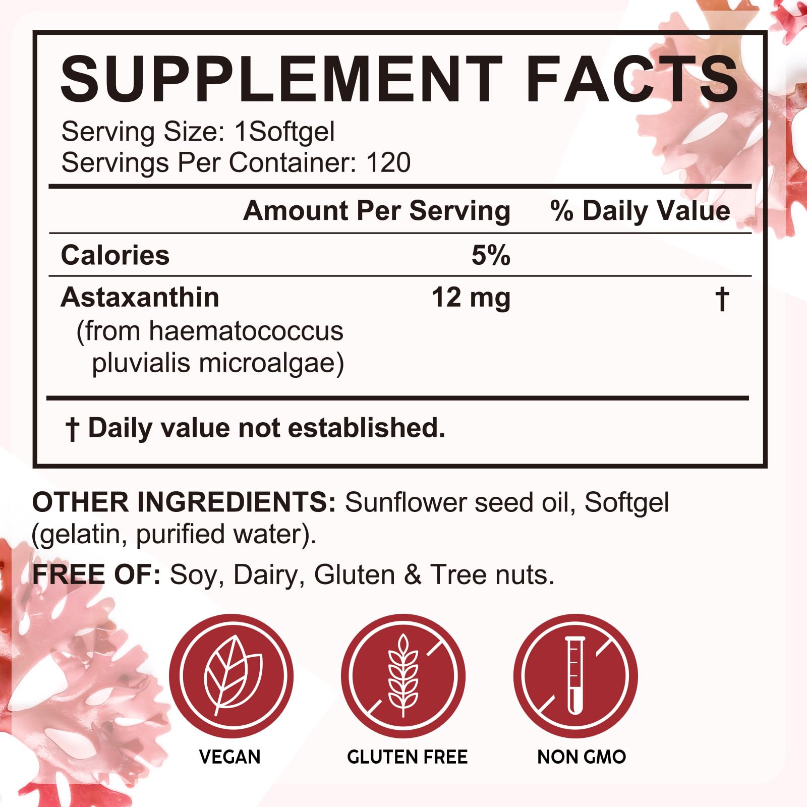 FBGVKJWI Astaxanthin 12mg – 240 Softgels | Premium Antioxidant & Immune Support