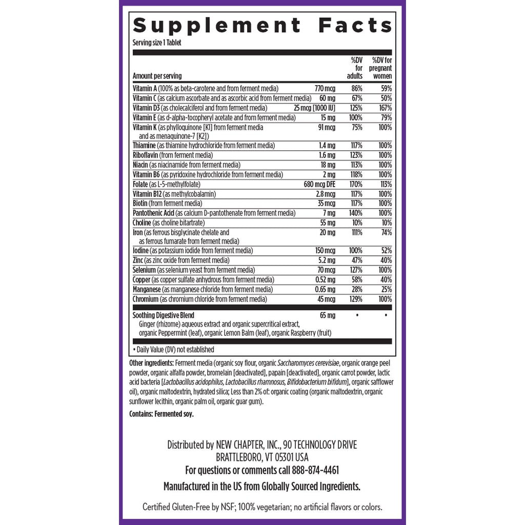New Chapter Prenatal Vitamins | One Daily Methylfolate & Choline | 60 Count