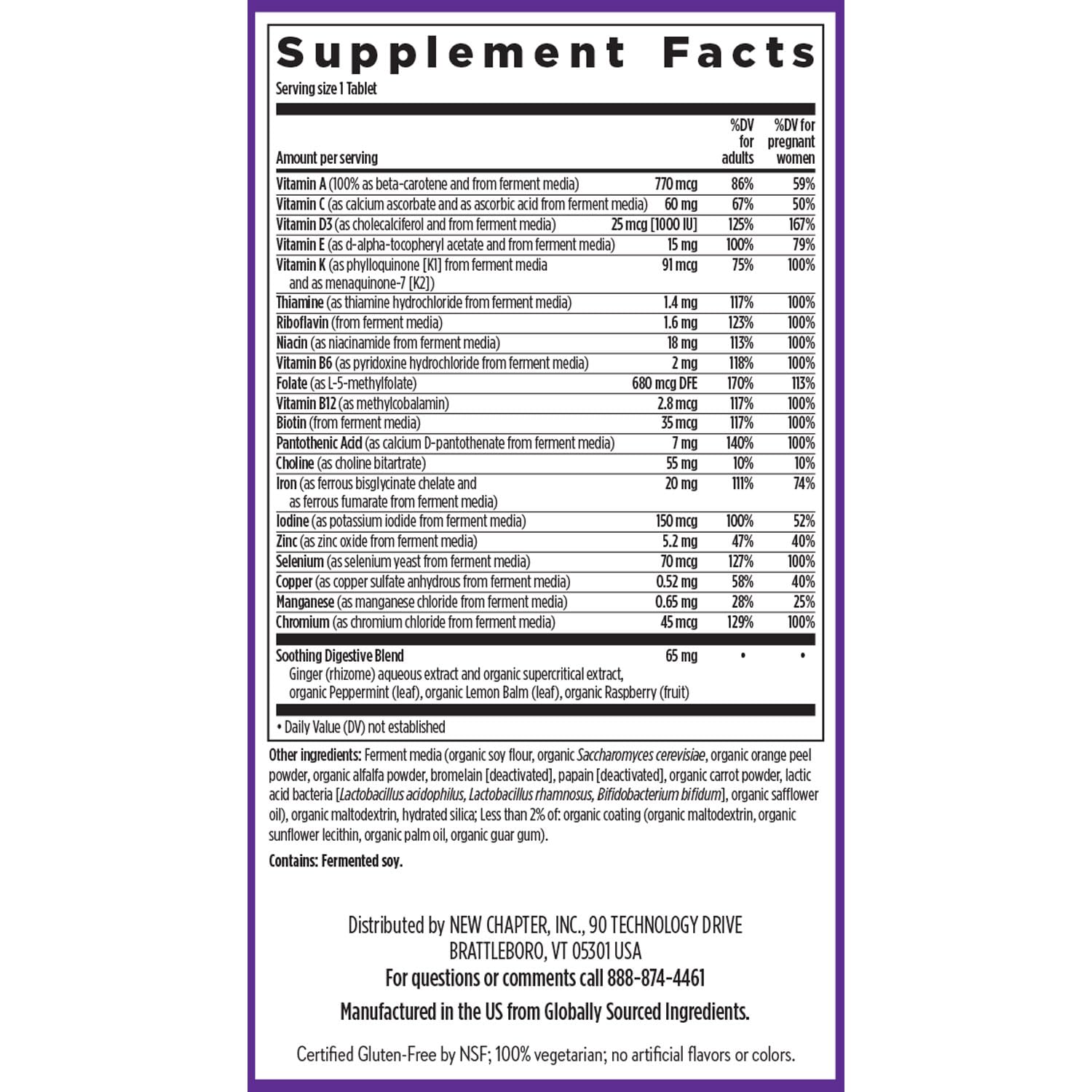New Chapter Prenatal Vitamins | One Daily Methylfolate & Choline | 60 Count