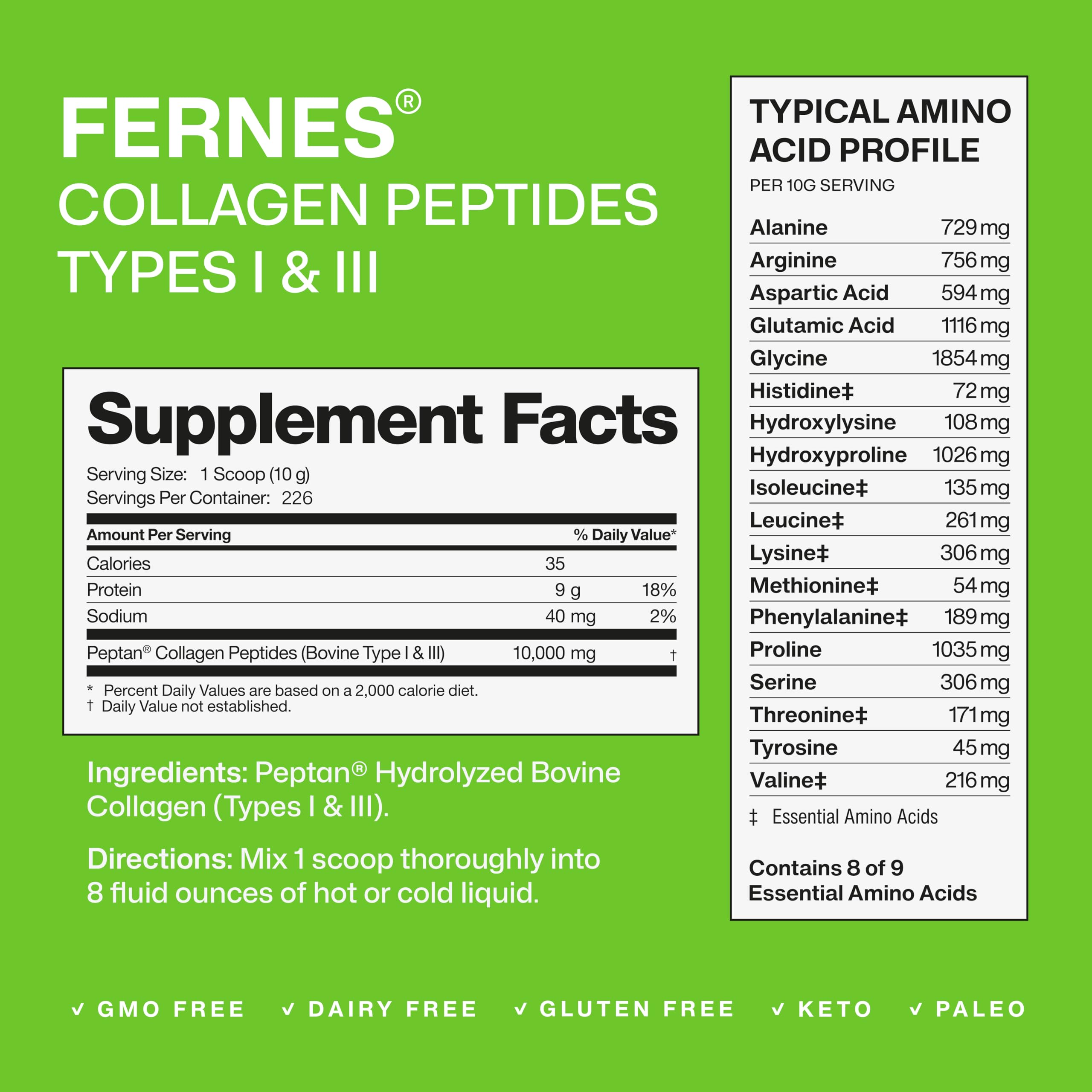 Fernes Collagen Powder 5LB – Type I & III, Flavorless & Odorless
