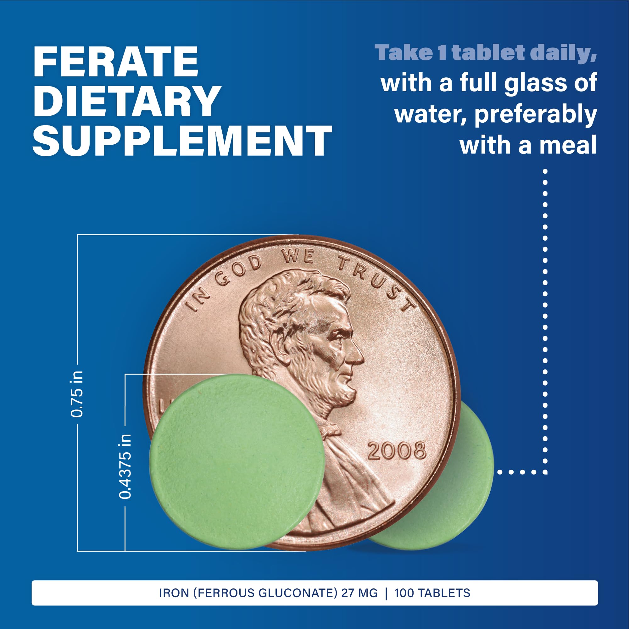 Major 27 mg Ferate Tabs – Ferrous Gluconate Iron Supplement (3 Pack, 100 Count)