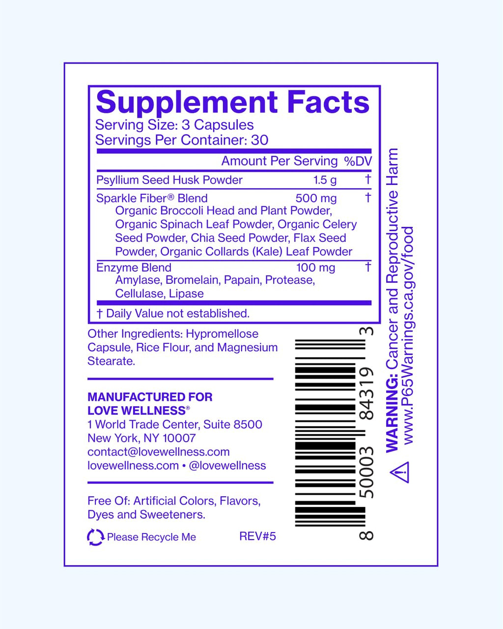 Love Wellness Sparkle Fiber – Digestive Enzymes & Fiber Supplement (90 Count)