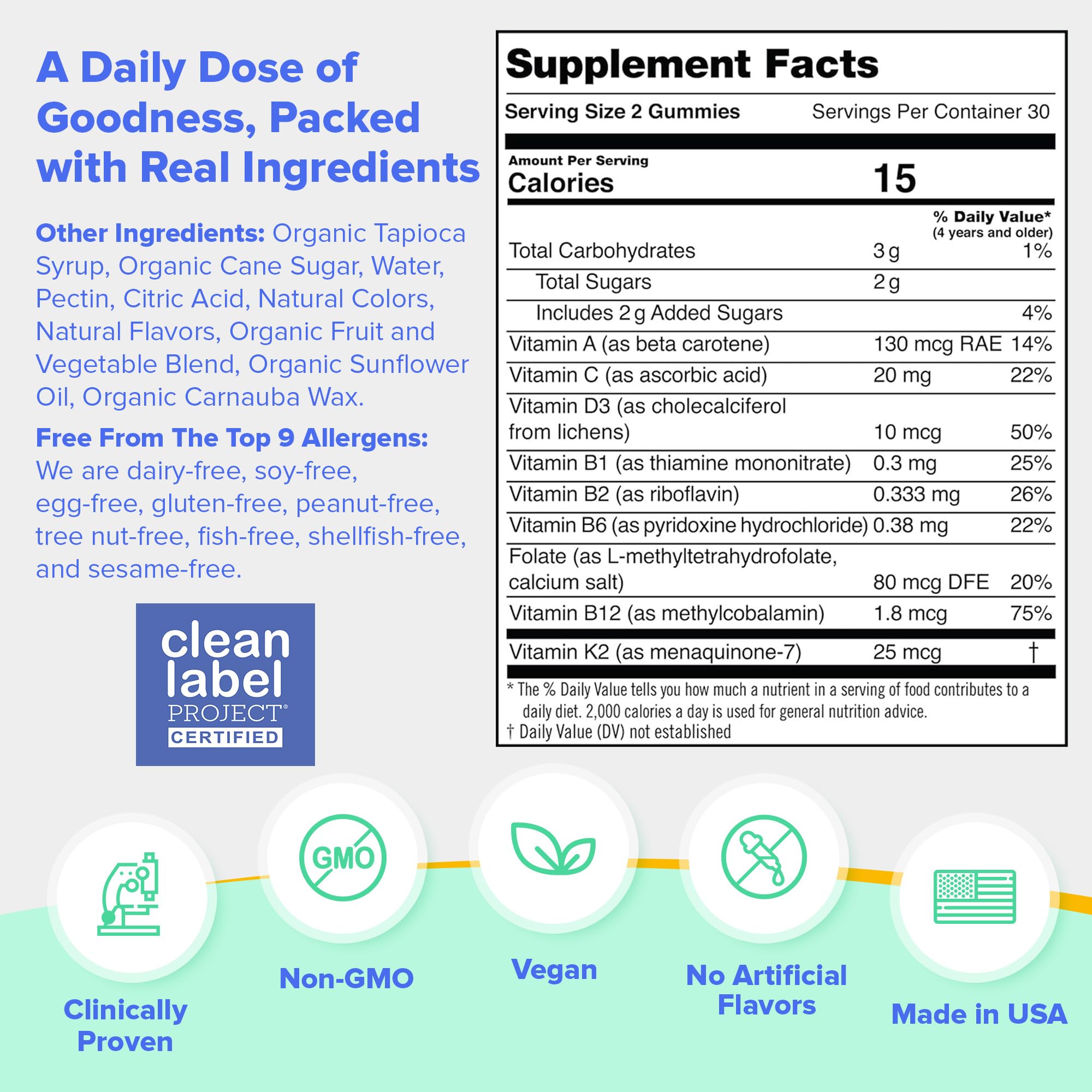 First Day Kids Multivitamin Gummies Age 4+, Strawberry & Orange - Kids Vitamins Multivitamin Gummy A C D3 K2 B1 B2 B6 B12 Folate, Immunity & Brain Function, Vegan - 30 Day Supply, Packaging May Vary