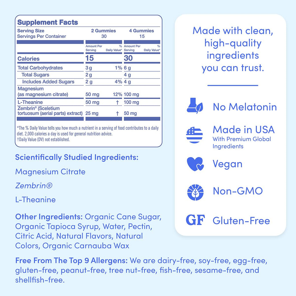 First Day Women's Nighttime Reset Calming Magnesium Gummies – Sleep Support, Calm Mood & Energy, No Melatonin – 60-Day Supply